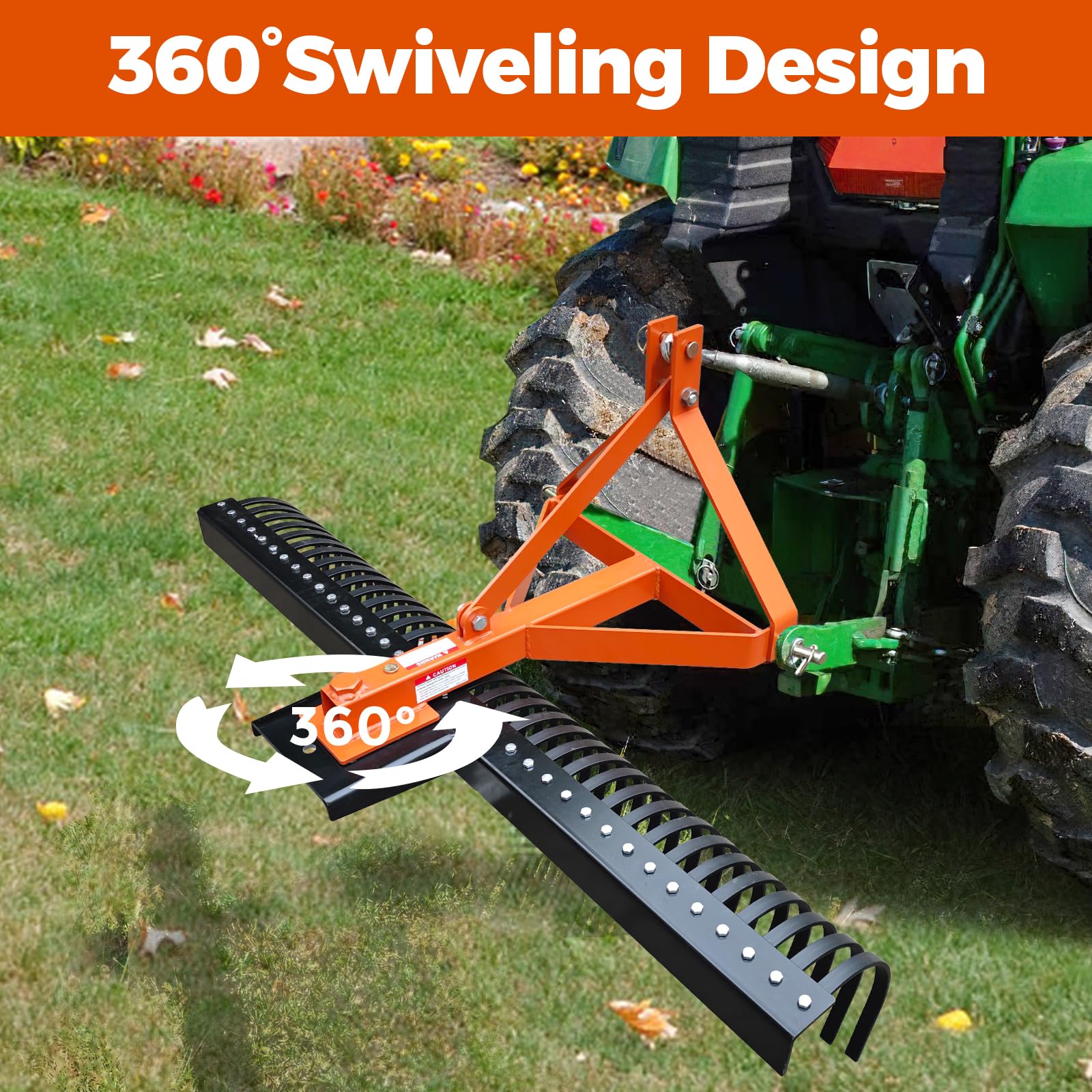 Snapklik.com : 5FT Landscape Rake For Tractor,3-Point Lawn Dethatcher ...