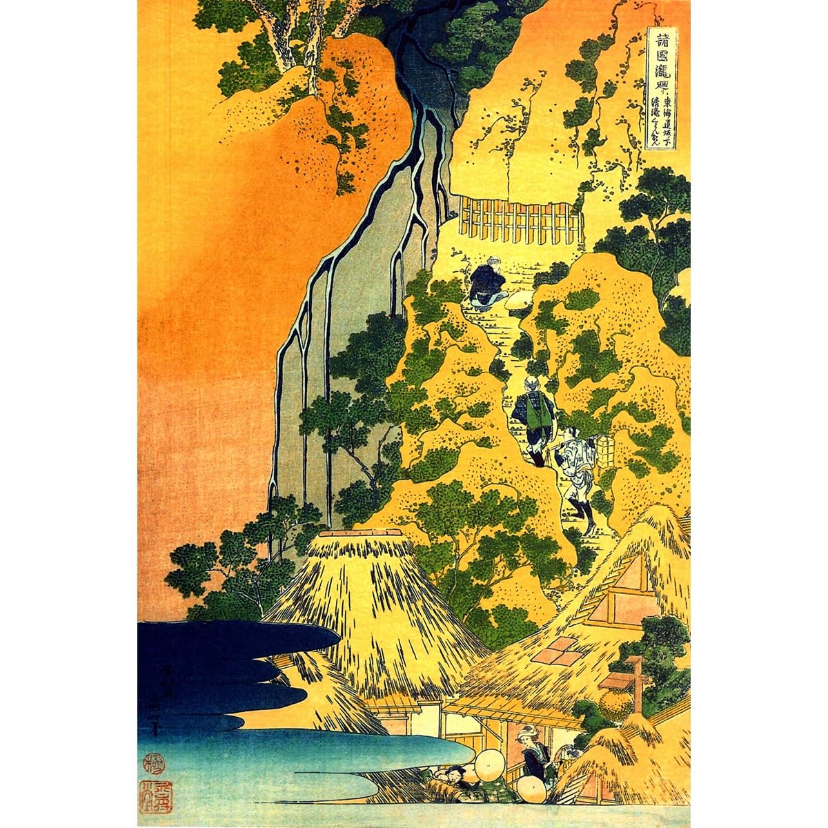 Hokusai Cascades estampe japonaise grand format ARTICULOZY
