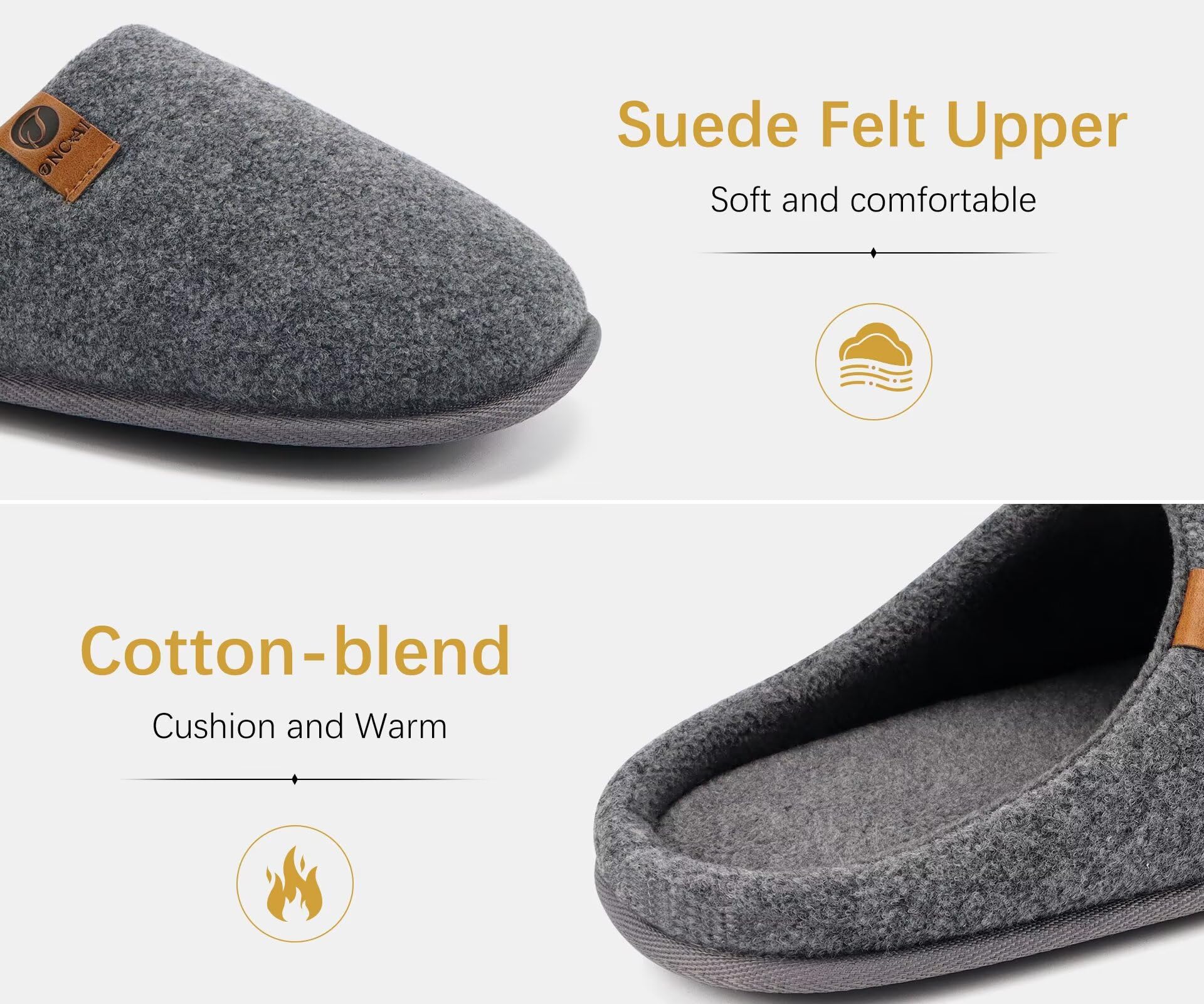 ONCAI Pantofole da Uomo Invernali, Comoda Memory Foam Calde Scarpe da Casa in Lana Con Suola Antiscivolo Taglia 40-49 EU