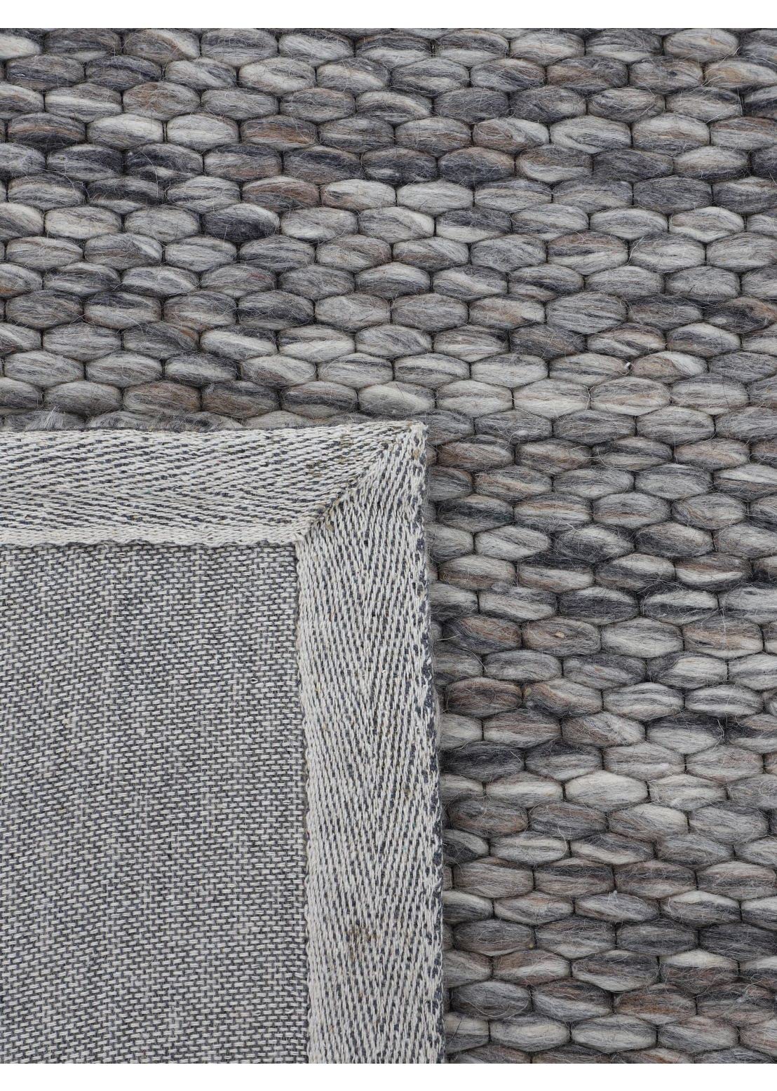 carpetfine Wollteppich Sina weicher handweb Teppich Natur Rund Grau meliert Ø 80 cm | Zeitloser Wollteppich für Wohnzimmer, Schlafzimmer & Kinderzimmer