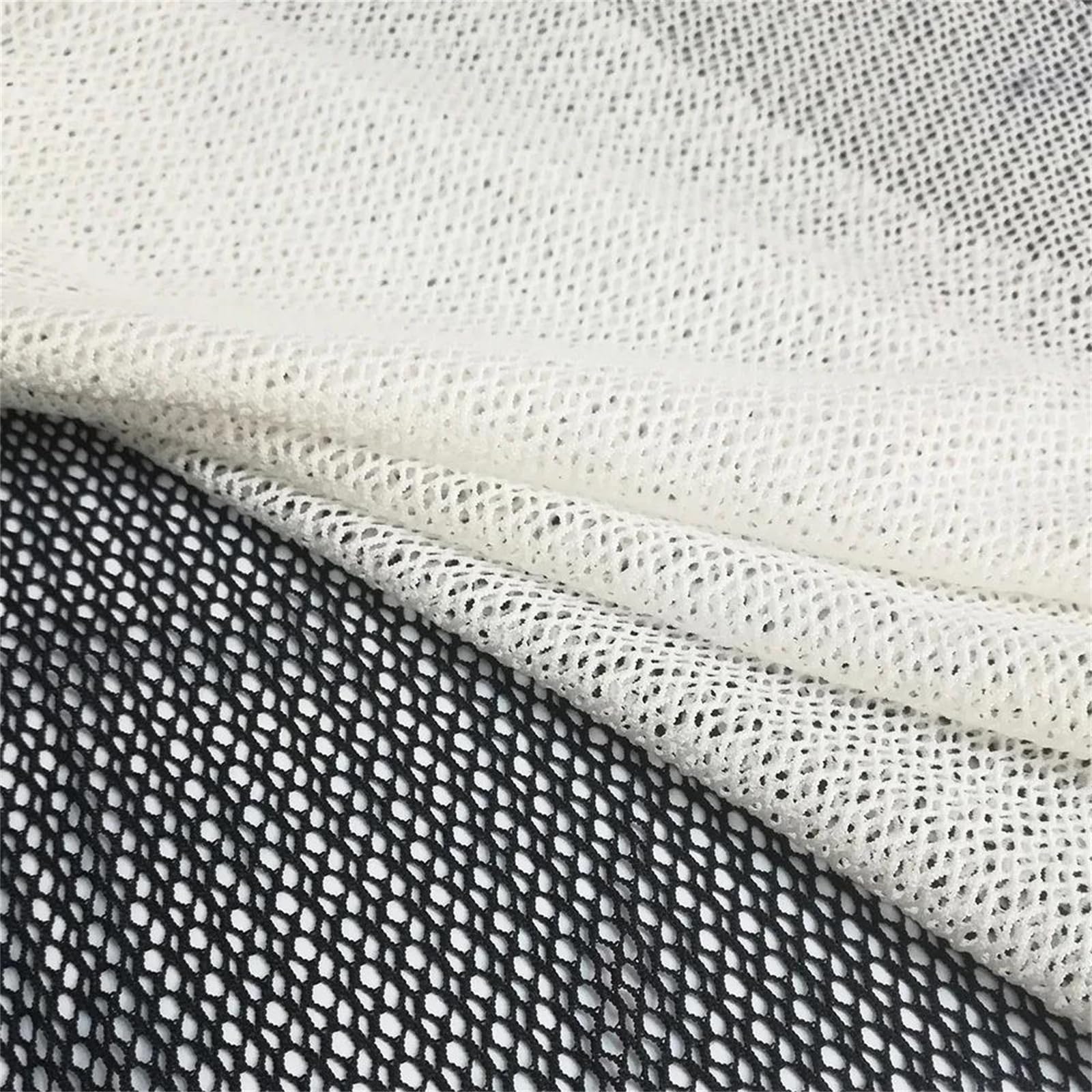 Tessuto di Pizzo Cavo Elasticizzato con Foro Piccolo 90 cm * 145 cm Maglia di Poliestere Morbida for Gilet di Lingerie e progetti di Cucito di Abiti(White,90cmx145cm)