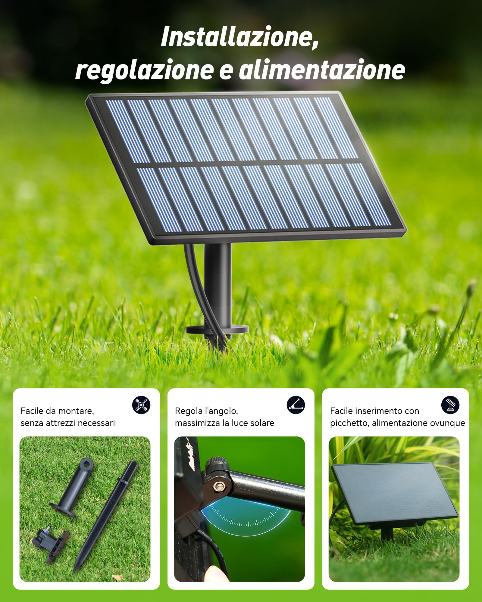 RAINPOINT Timer Irrigazione ITV156 Kit Solare, Timer Rubinetto per Giardino e Prato, con Pannello Solare e 2 Batterie AA Ricaricabili, 3 Programmi Indipendenti, Ricarica Solare Continua