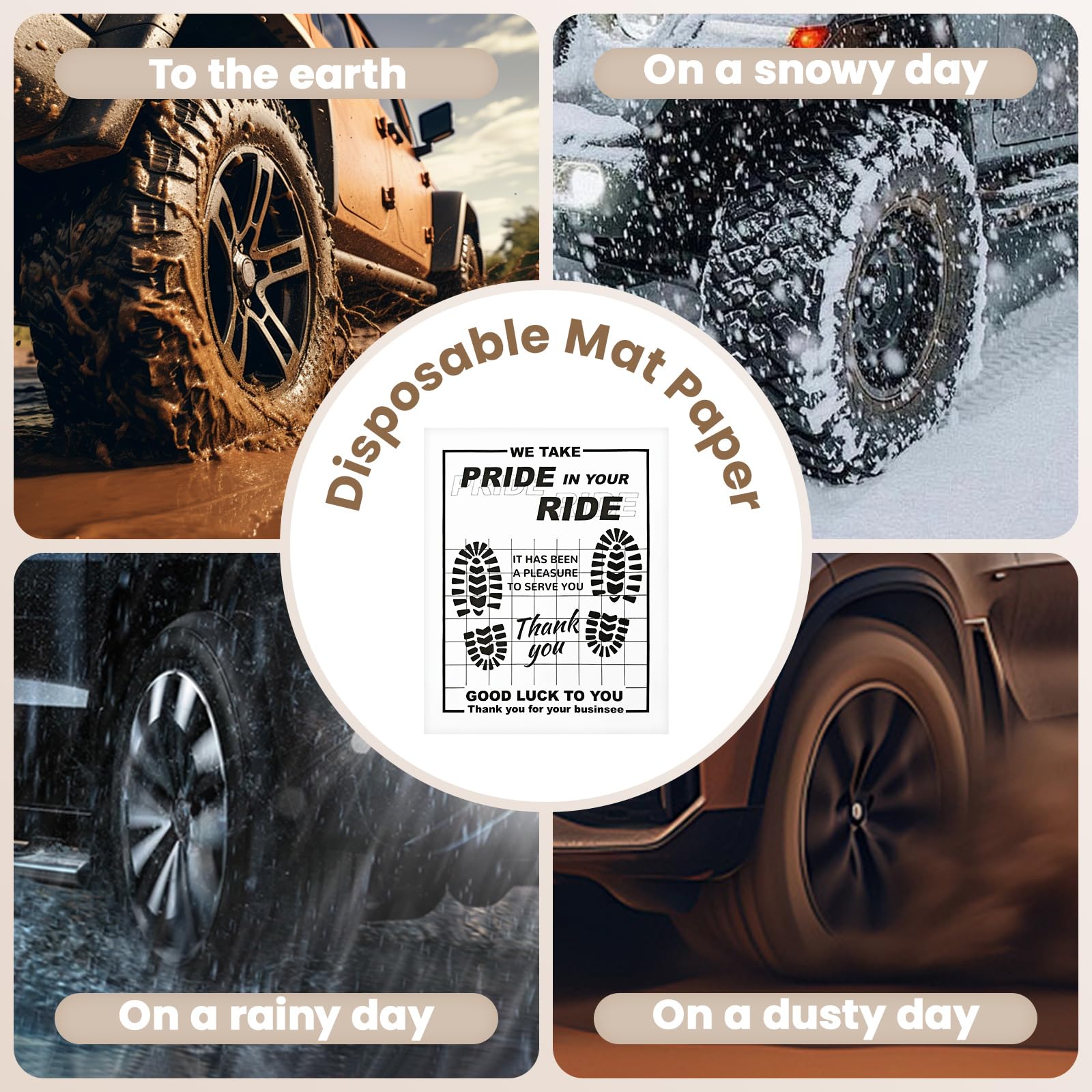 Paper Floor Mats for Cars 50pcs Disposable White Paper Mats for Car Detailing Waterproof Papers Floor Mats for — view 3