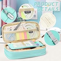 Vista 3 de KPX - Estuche para lápices de gran capacidad con cremallera, bolsa para oficina, universidad, escuela, almacenamiento de gran capacidad, organizador