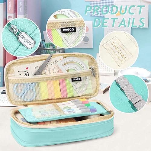 Miniatura 3 de KPX Estuche para lápices de gran capacidad con cremallera, almacenamiento para oficina, universidad, escuela, bolsa de gran capacidad, organizador