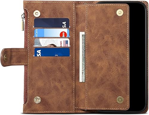 Miniatura 4 de Funda con tapa para teléfono celular, compatible con Motorola Moto E40E30E20, funda con cremallera con ranura para tarjetas de bloqueo RFID,