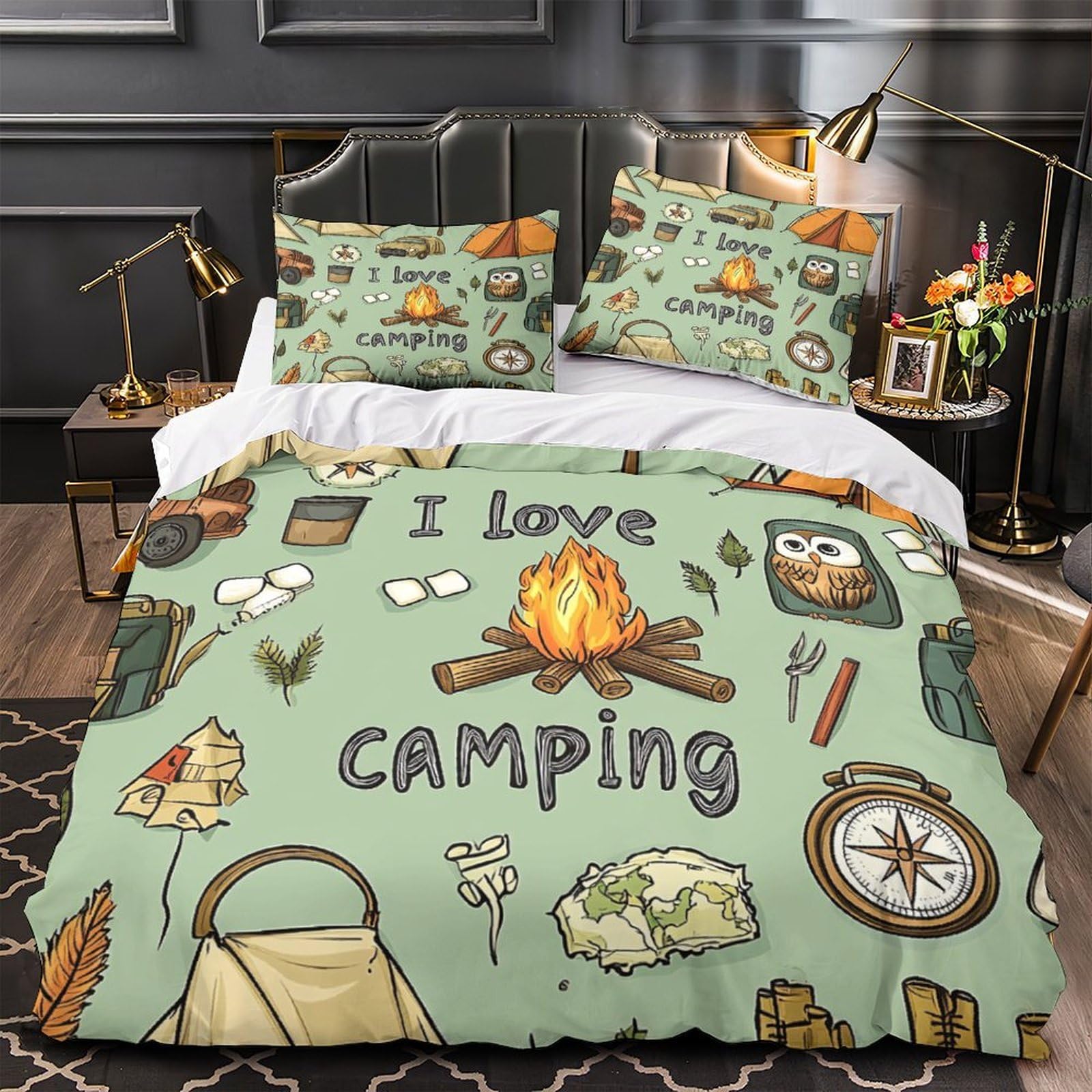 Housse de couette cactus 200x200 microfibre aquarelle double pour lit ado