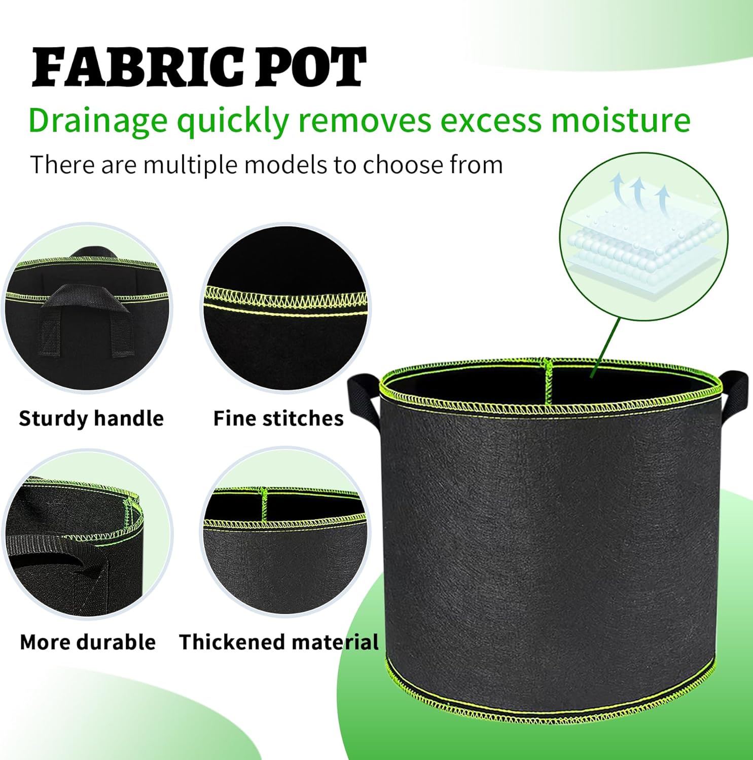 10Pcs 25 Gallon Heavy Duty 300G Thickened Grow Bags Aeration Nonwoven Fabric Plant Pots with Durable Handles Garden Plant Bags Suitable for Grow Tomato Potato and Vegetable Black