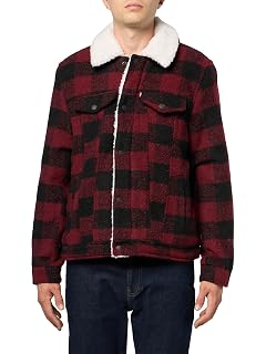Levis Mens Levis Mens Wool Blend Plaid Trucker With Sherpa Lining