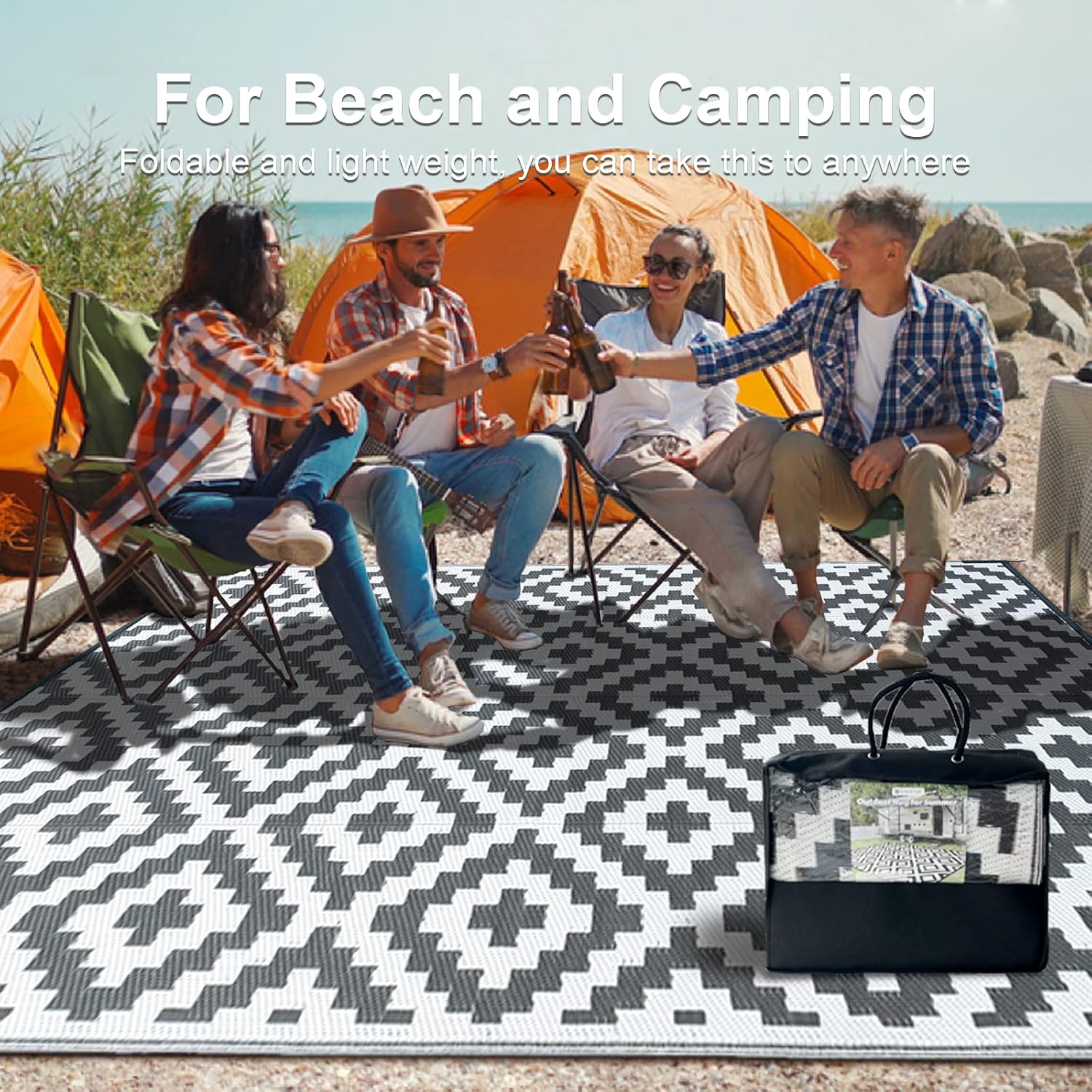 CHOSHOME Outdoor Rug Waterproof Garden Rug 120x180CM Lightweight Camping Rugs UV Resistant Portable Carpet Easy Cleaning Mat Outdoor Indoor Recycled Plastic Balcony Rugs for Picnic Beach BBQ Grey 3 81BpugVgJaL. AC SL1500