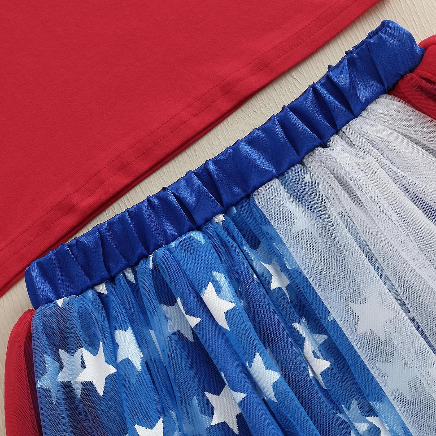 Bonangber Toddler Baby Girl 4th of July Outfit Short Sleeve T-Shirt Stars Tulle Skirt Set Cute Girls 4th of July Outfit