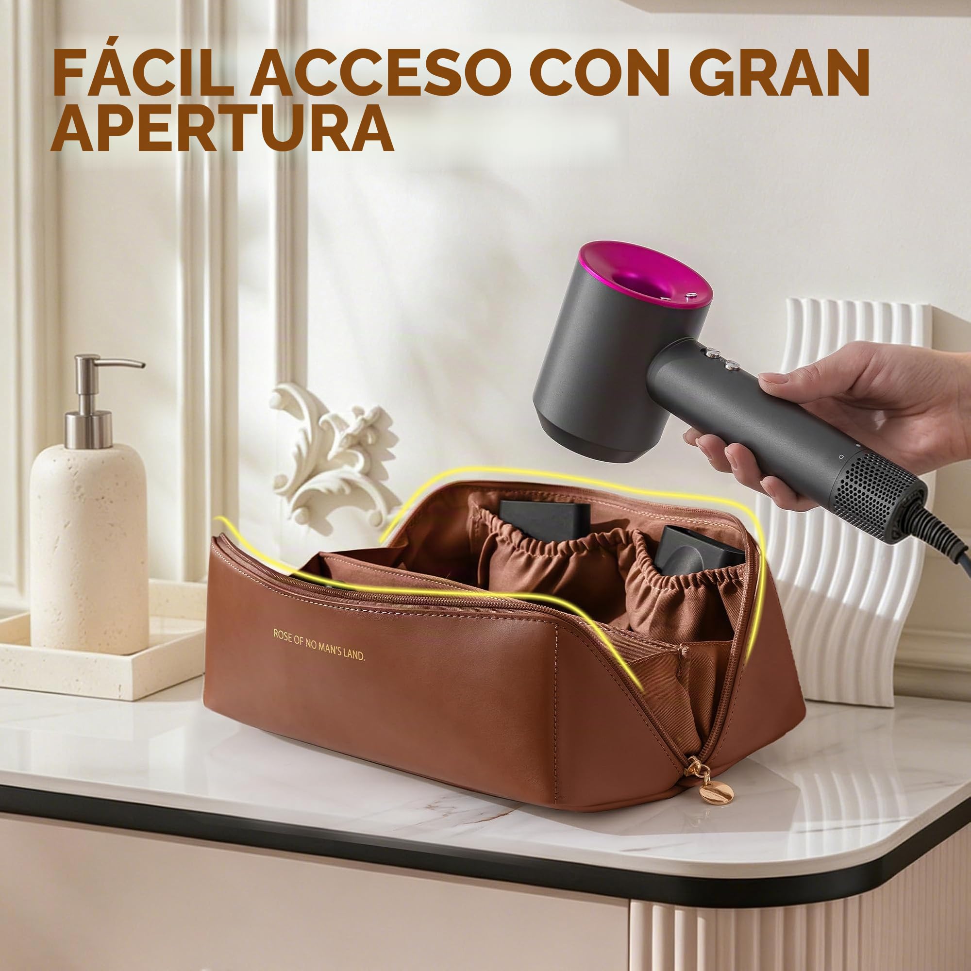 Bolsa Viaje Secador para Dyson Airwrap Styler/Shark Flexstyle/Rizador de Pelo, Funda Airwrap con Abertura Grande, Bolsa de Almacenamiento de Viaje Portátil, Bolsa Organizadora