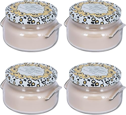 Tyler Creamy Beige 2- Wick 11 Ounce Glass Aromatherapy Scented Jar Candle Pack of 4, High Maintenance