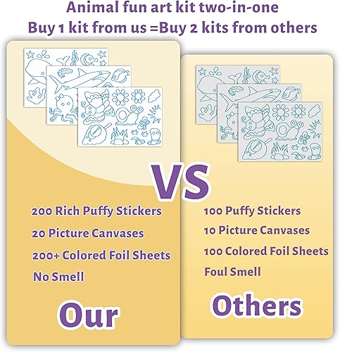 Miniatura 6 de Kits de manualidades de papel de aluminio para niños, animales mega juego de actividades divertidas sin desorden para niños, kits de manualidades de