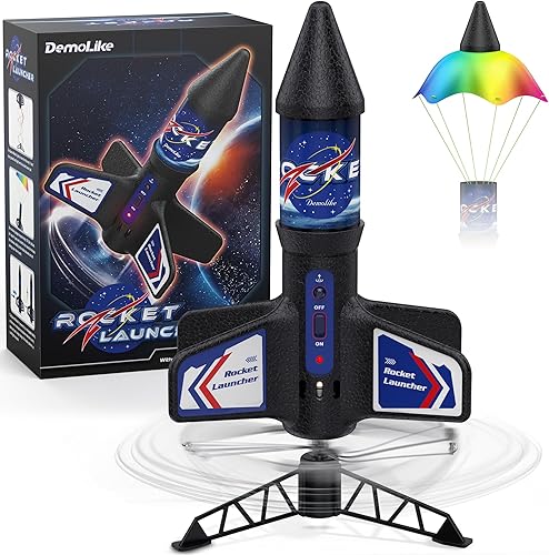 Lanzacohetes para niños, lanzamiento automático de 200 pies, juguete de cohete aéreo para niños de 10 años de edad, cohete de aire motorizado con
