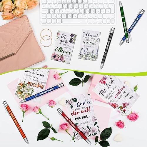 Miniatura 5 de Geyee 24 mini blocs de notas cristianos y bolígrafos a granel, premios religiosos, regalos bíblicos, divertidos diarios pequeños, bolígrafo