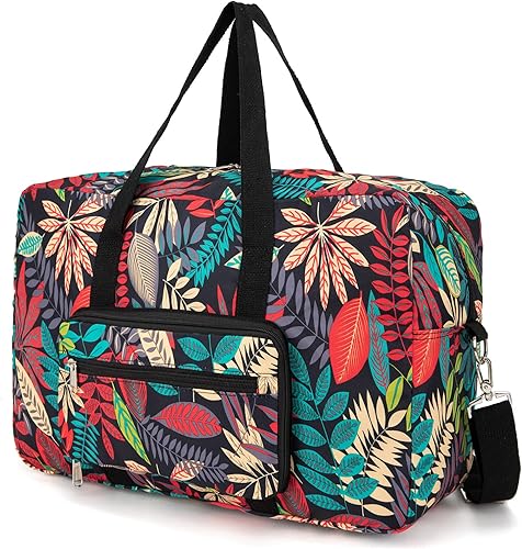 Bolsa de viaje plegable de lona, mediana, para mujer, bolsa de fin de semana y de noche, bolsa de viaje para equipaje de mano para mujeres, rojo