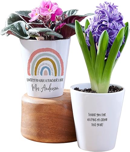 Personalization Universe Mini maceta personalizada con diseño de arco iris bohemio