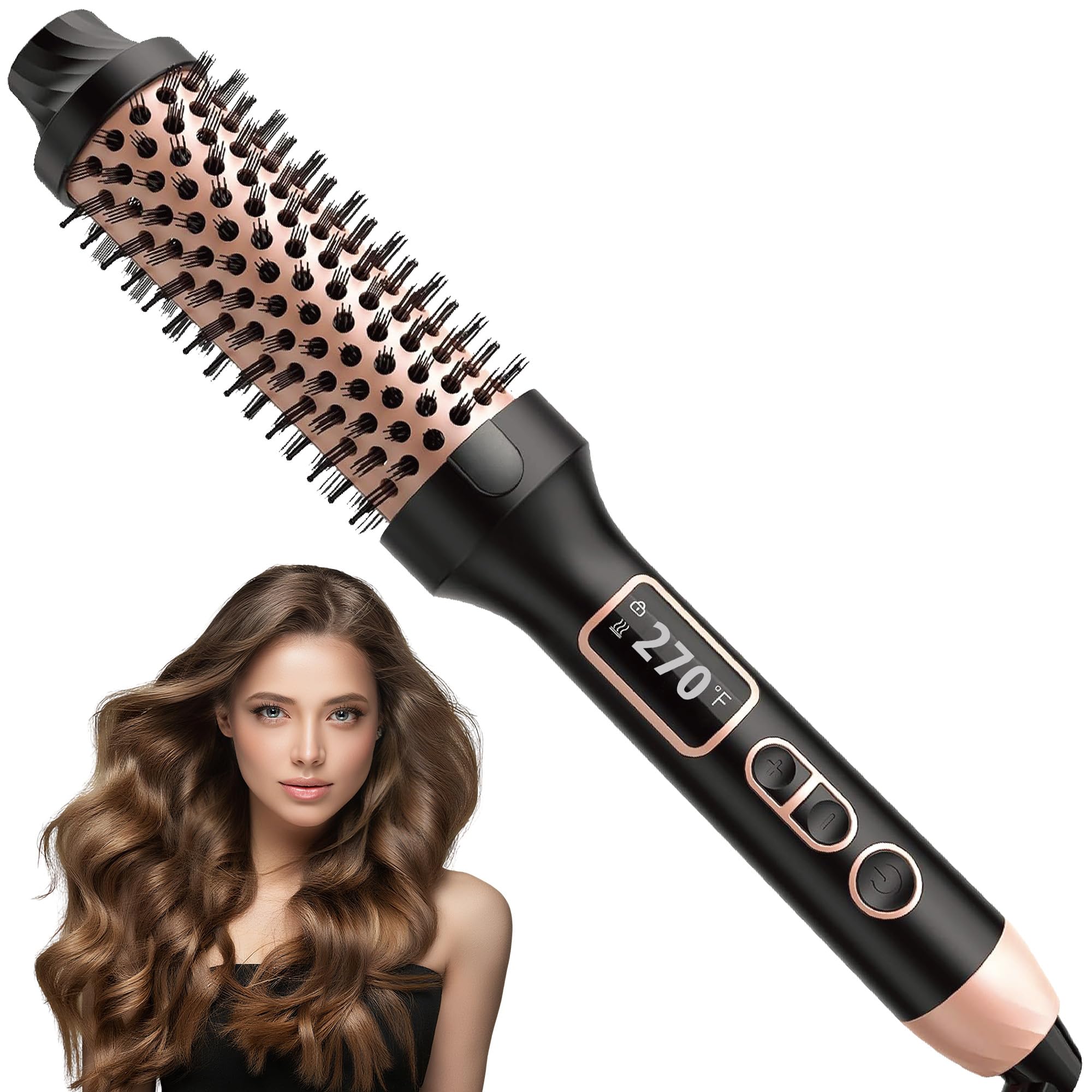 Photo 1 of NONK 1.5 Inch Thermal Brush, Thermal Round Curling Brush and Curling Iron for All Hair, 5 Temperature Control & Dual Voltage, Makes Hair Smoother, Get Natural Curls, Not a Hot Air Brush (1.5 in)