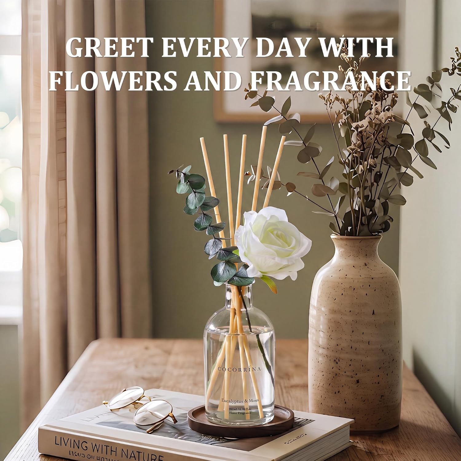 COCORRÍNA Reed Diffuser Eucalyptus Moss 6.76 fl oz Home Bathroom Fragrance