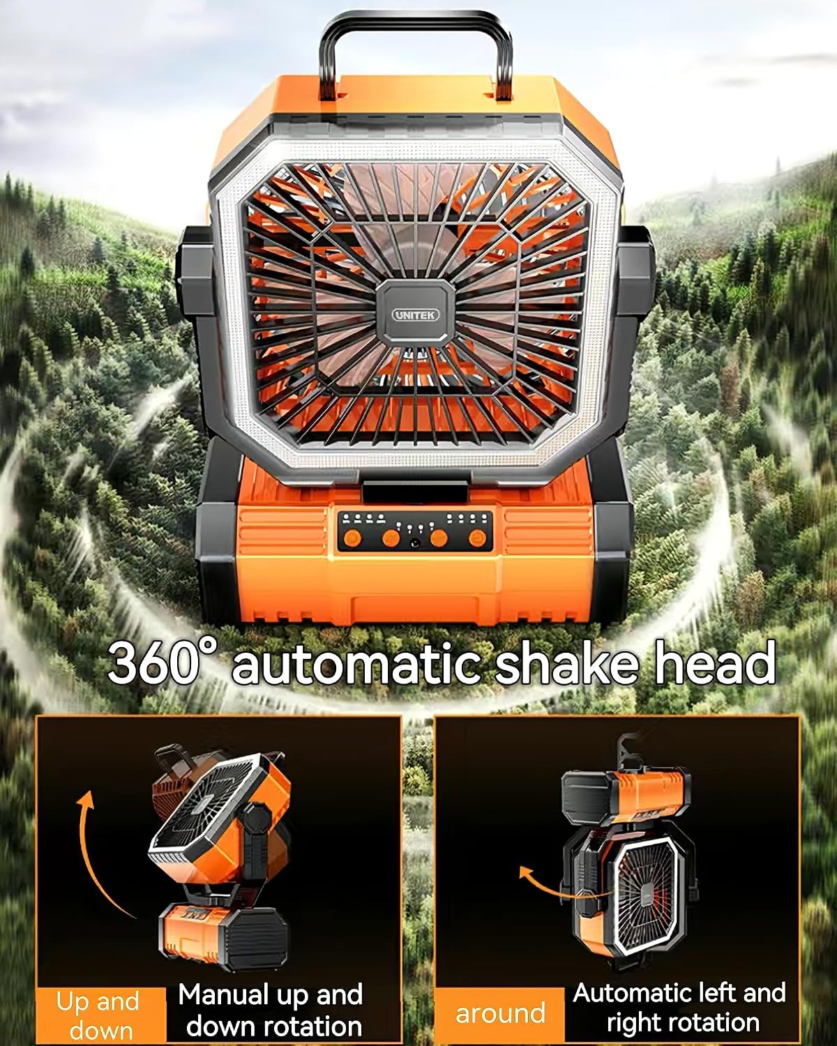 Camping fan LED lighting charging bank 50000mAh, dual charging interface, outdoor tent chandelier fan, desktop fan, 4 speed, for camping, power outage home emergency lighting charging