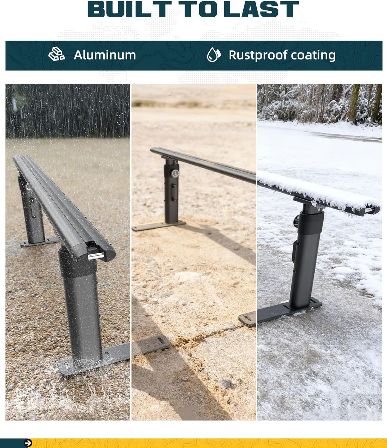 Ladder Rack for Truck with T-Slot Tonneau Covers, 800 LBS Capacity Truck Bed Rack, 19"-25" Height-Adjustable Aluminum Truck Ladder Racks, Fit for Ford F150/Ram 1500/Chevy Silverado/Sierra