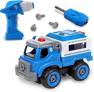 Flybar Remote Control Take Apart Police Truck - Take Apart Toys with Electric Drill - DIY Assembly with Realistic Sounds - by Power Gearz