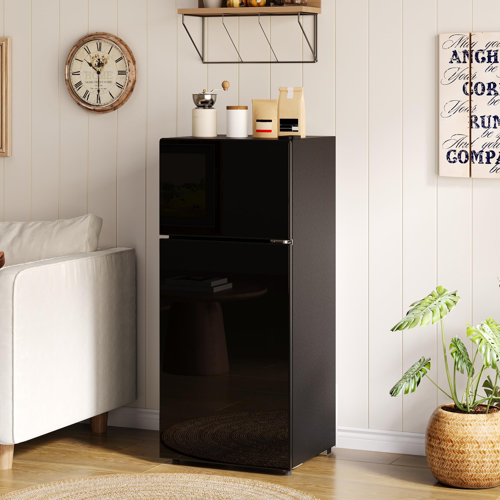 Merax Mini Réfrigérateur 92L avec Congélateur 28L, Frigo Compact Porte Vitrée avec LED,Thermostat Réglable 7 Niveaux,pour Cuisine, Bureau, Chambre