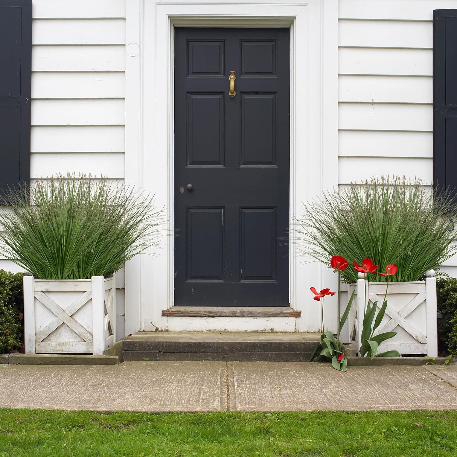 Artificial Grass,Fake Grass Artificial Shrubs Wheat Grass Greenery,Fake Grass Decor Artificial Plants Ornamental Grass Outdoor Fake Grass Green Leaves for Decoration(12PCS) - Image 4