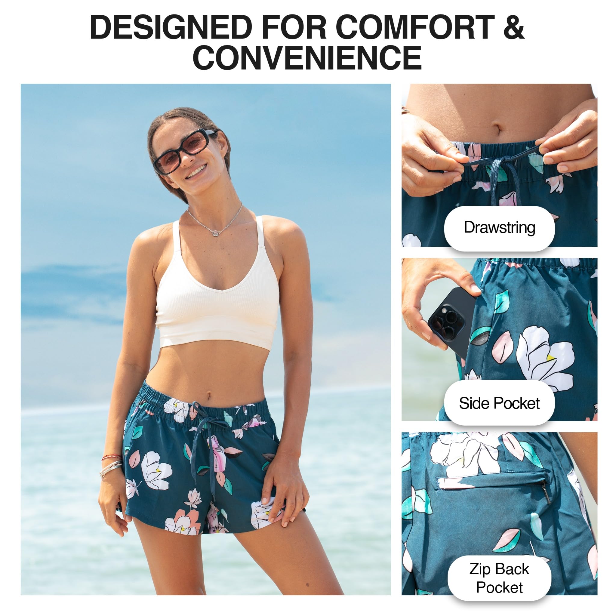 Kanu Surf Women's Darren Stretch UPF 50+ Active Swim and Workout Boardshort