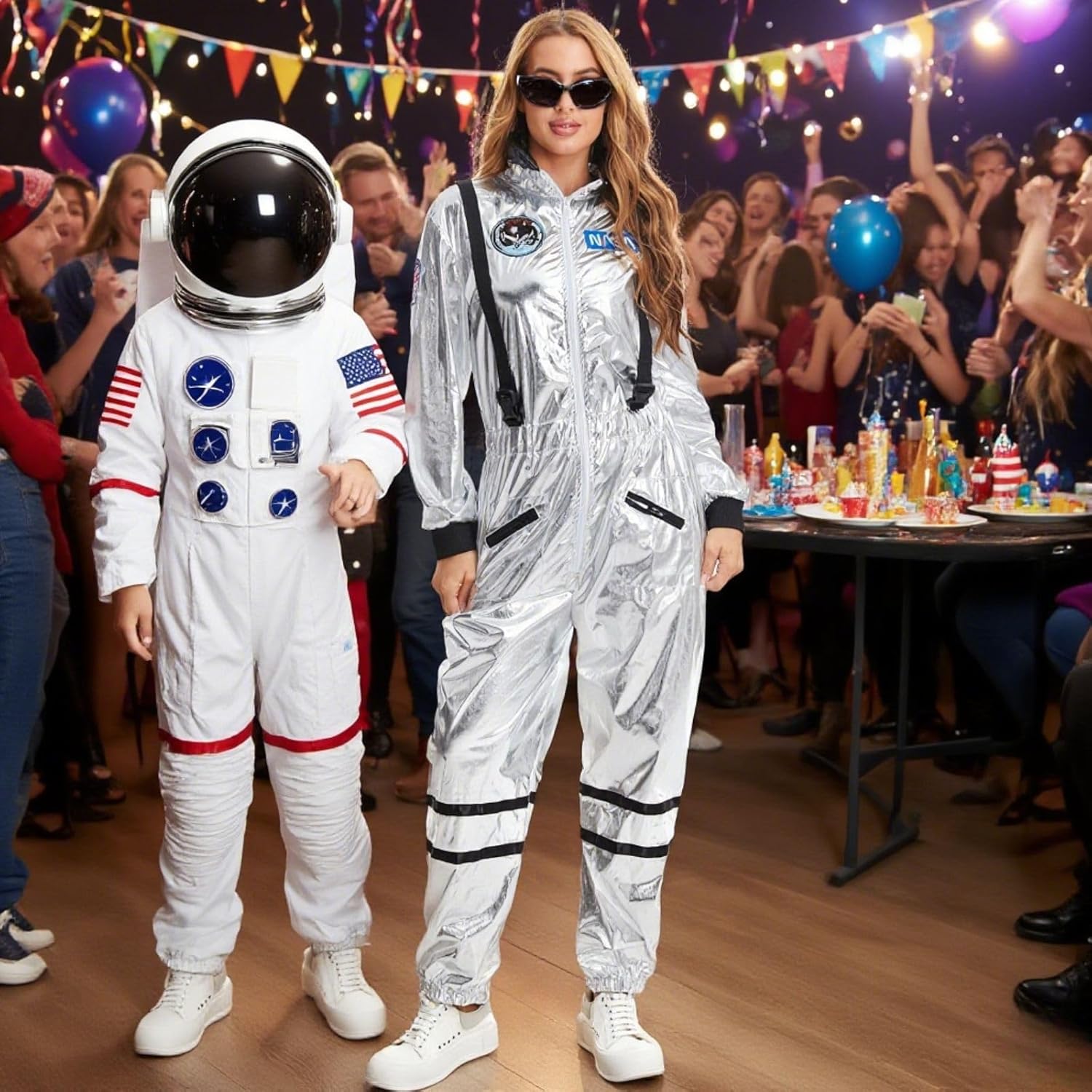 Women's Astronaut Costume Adult Spaceman Coverall Flight Jumpsuit Halloween Cosplay Dress Up Party - Image 6