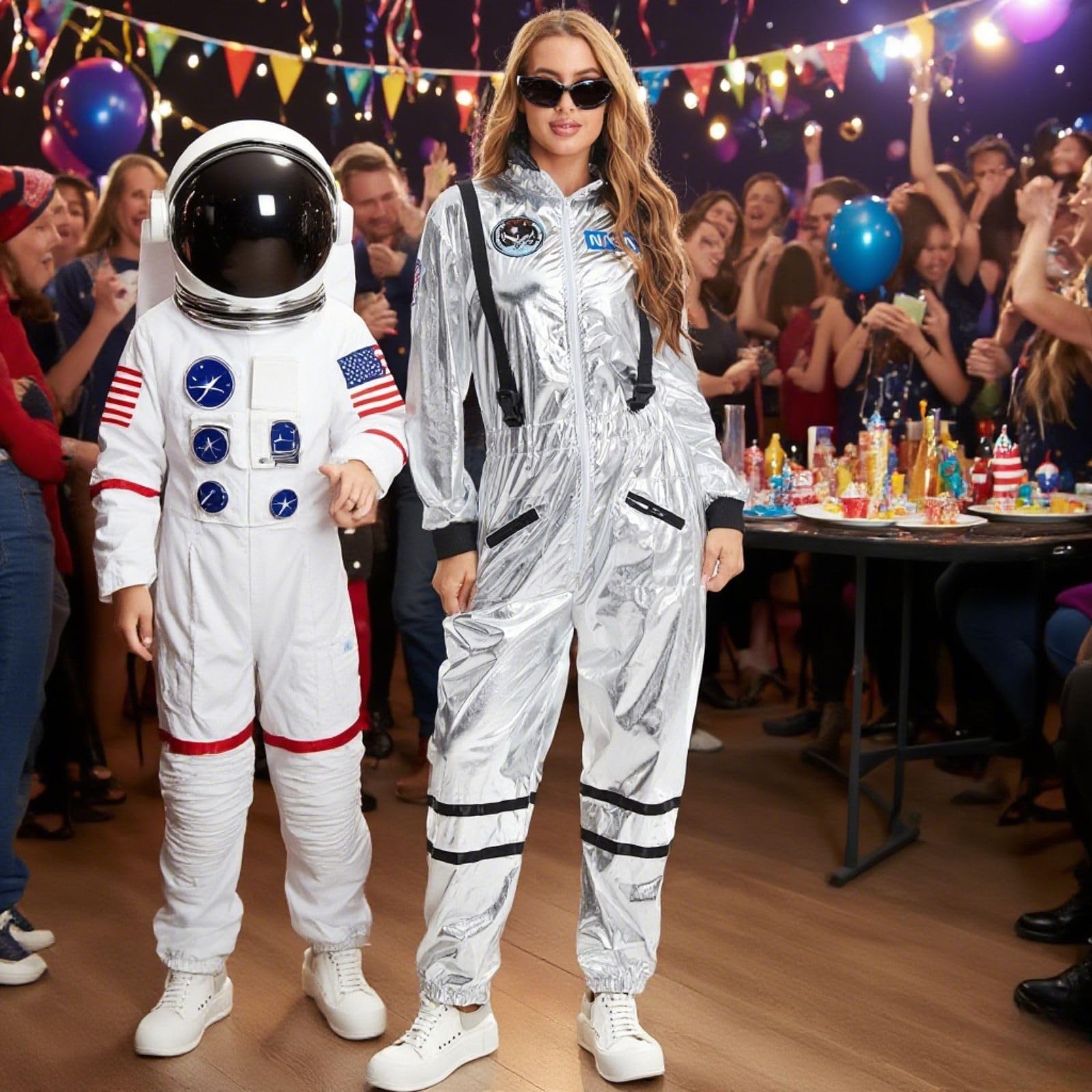 Astronauten-Kostüm für Damen, Raumfahrer, Overall, Flug-Overall, Halloween, Cosplay, Verkleidungsparty