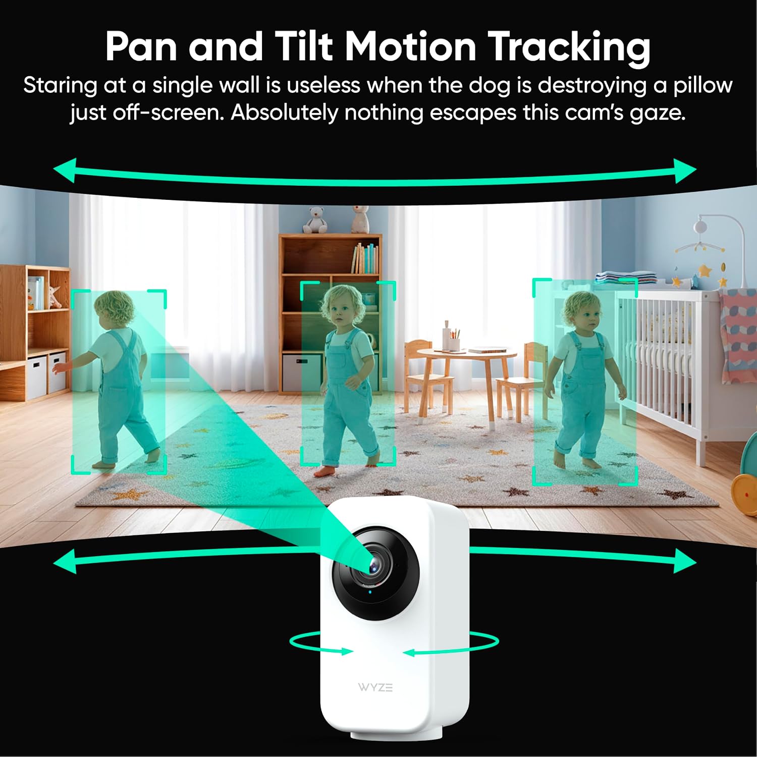 WYZE Indoor Cam Pan, 2K Pan-Tilt Security Camera for Baby/Pet Monitoring