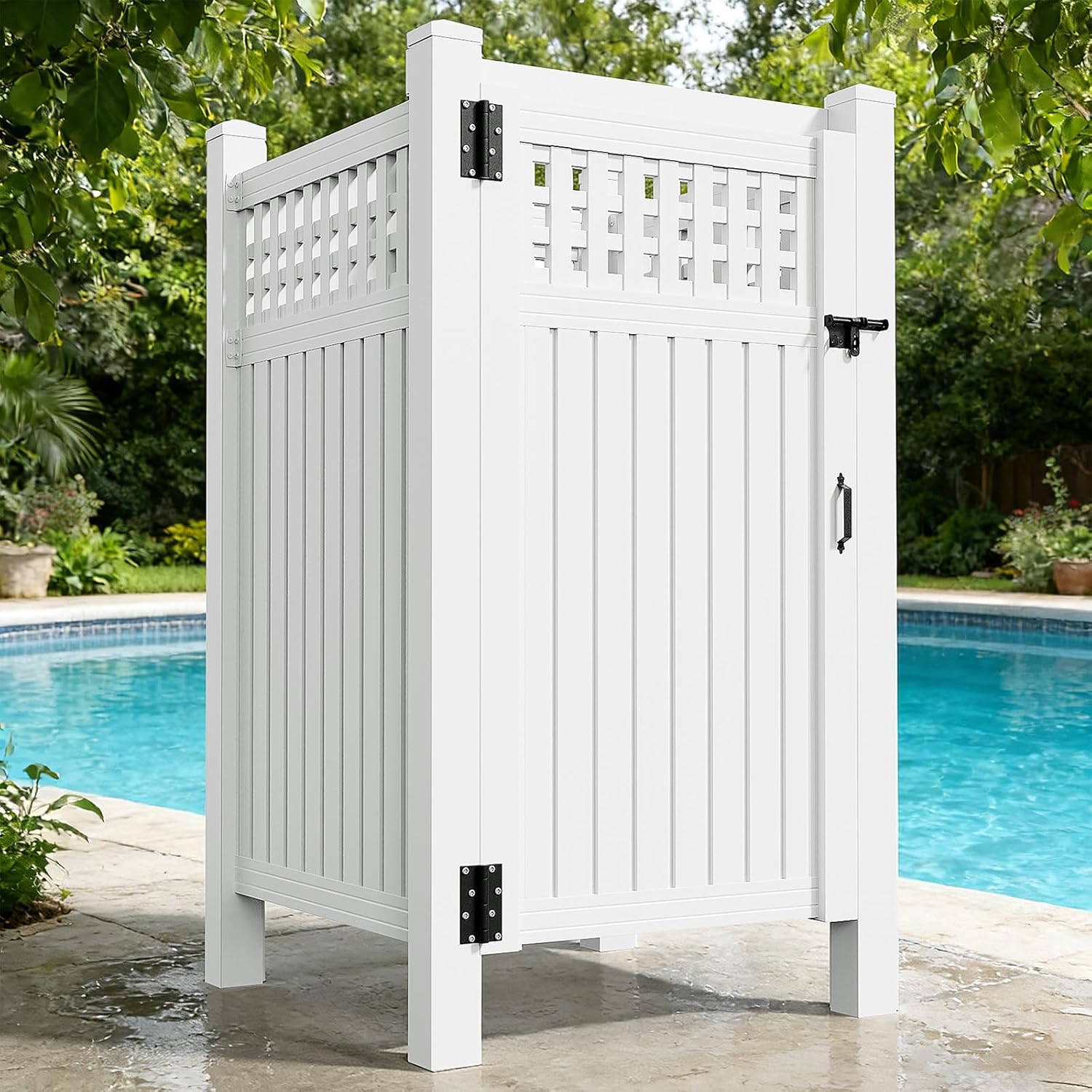 Outdoor Shower Enclosure, Rust-Proof Engineering Grade PVC Privacy Shower Station, Outdoor Shower Easy DIY Assembly for Pool, Beach, Backyard,81'' H x 46'' W x 46'', (Not included shower)