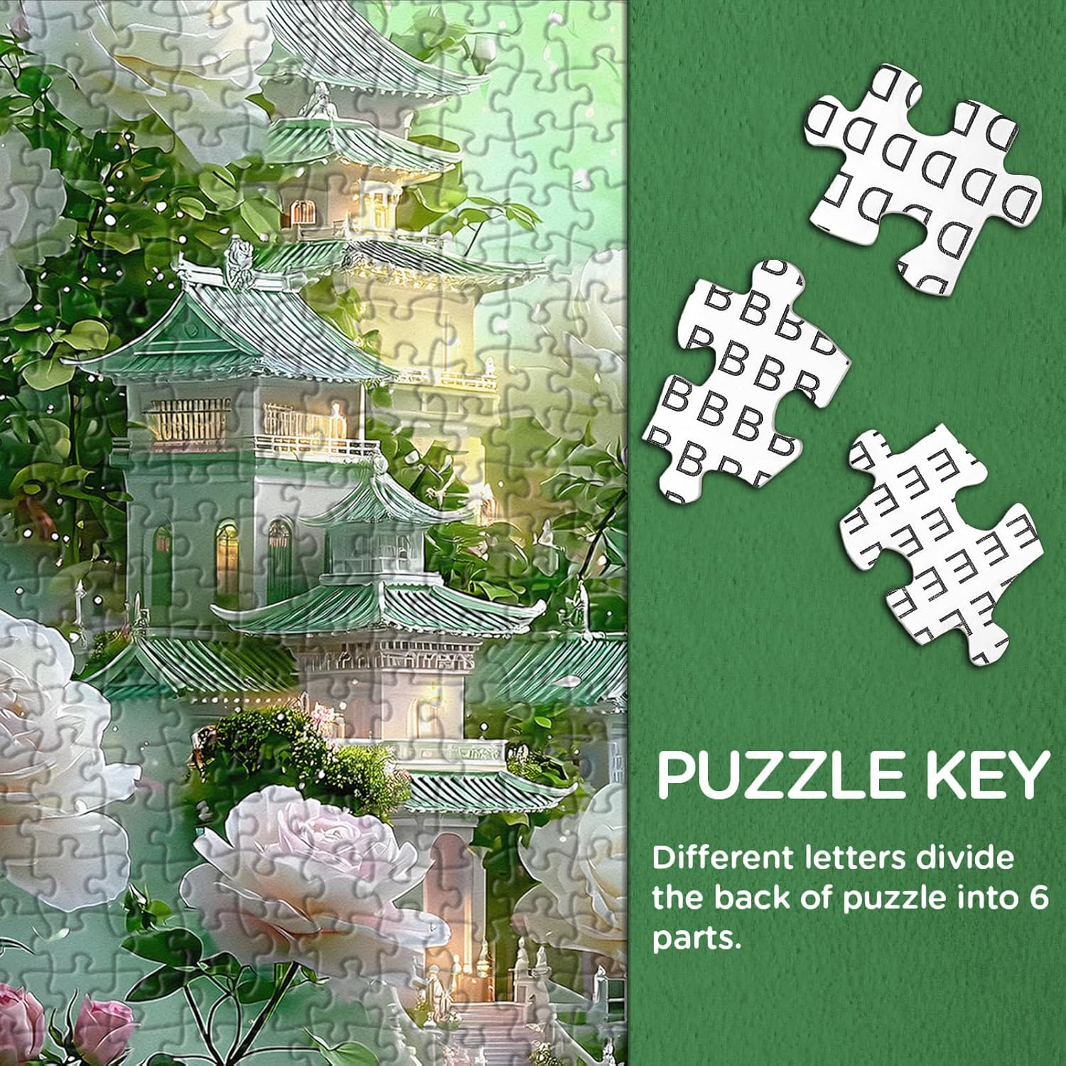 Flowers Puzzles for Adults 1000 Pieces, Rose Flower Jigsaw Puzzles Architecture Landscape, Larkipuzz Nature Garden Theme as House Decor