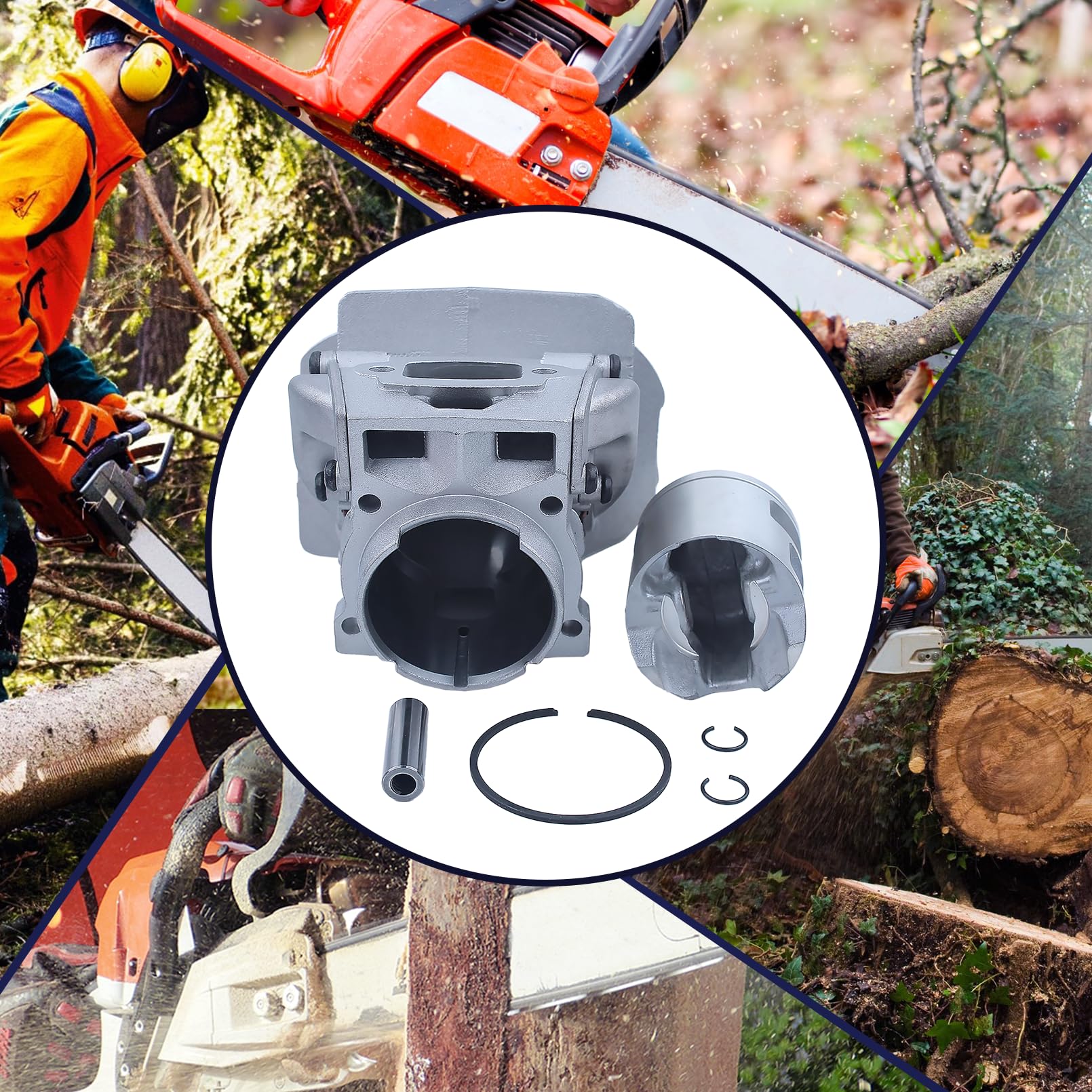 46 mm Zylinder und Kolben Set für Husqvarna 560XP, 560XPG, 562XP, 562XPG Kettensägen, mit Zündkerze und Dekompressionsventil, Ersetzt 575355803