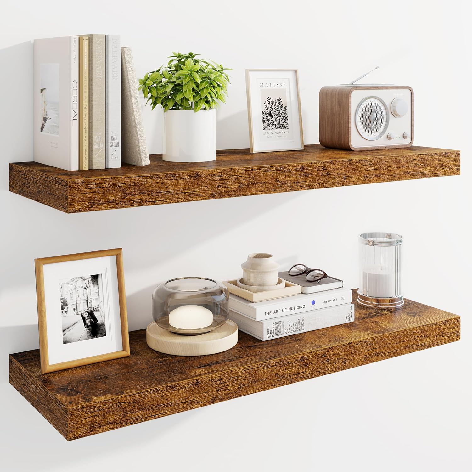 Marsmiles 30″ Floating Shelves for Wall, Wooden Shelves with Invisible Brackets Set of 2, Rustic Farmhouse Wall Mounted Shelf for Kitchen Bathroom Living Room Study, Rustic Brown Marsmiles 30″ Floating Shelves for Wall, Wooden Shelves with Invisible Brackets Set of 2, Rustic Farmhouse Wall Mounted Shelf for Kitchen Bathroom Living Room Study, Rustic Brown