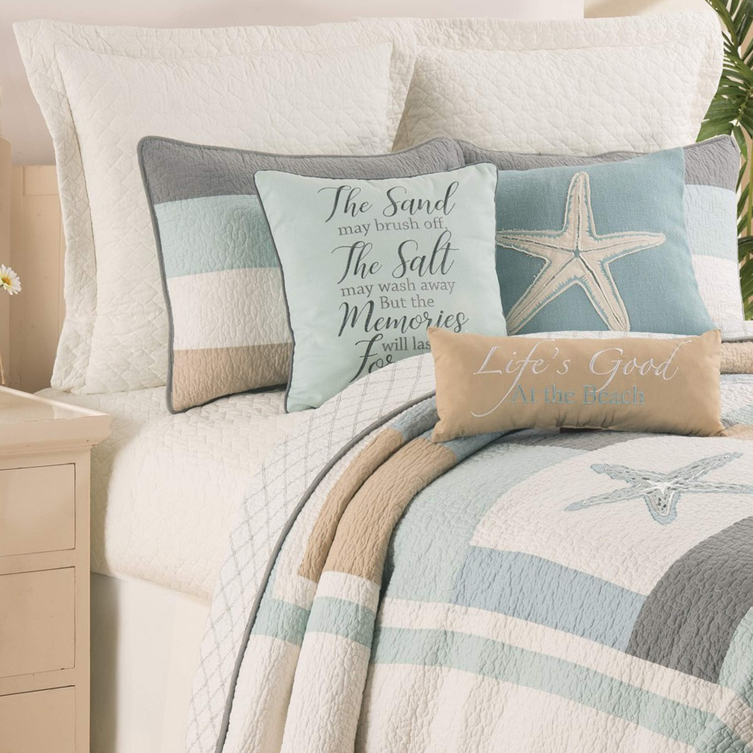 Beach Theme Ocean Coastal Quilt King/Cal King Bedding Set