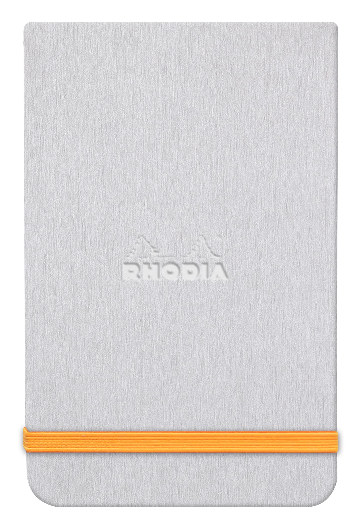 RHODIA 194344C - Rigid Notebook Webnotepad Silver - A6 - Lined - 192 Detachable Pages - Clairefontaine Ivory Paper 90 g/m - Bookmark, Elastic Closure - Faux Leather Cover - Rhodiarama