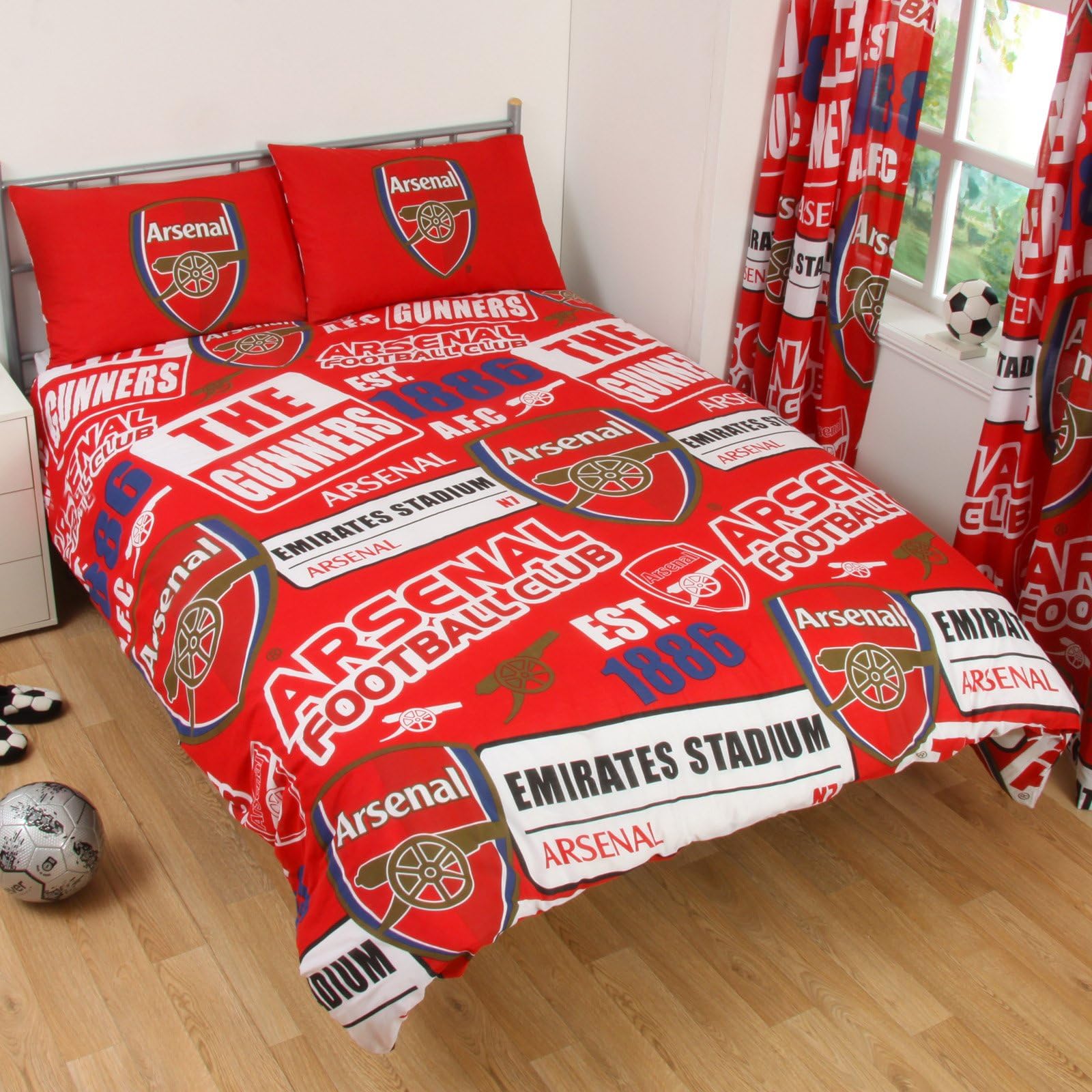 FOCO Officially Licensed Arsenal FC Football Patch Double Duvet Cover Bedding Set | Includes Matching Pillowcases