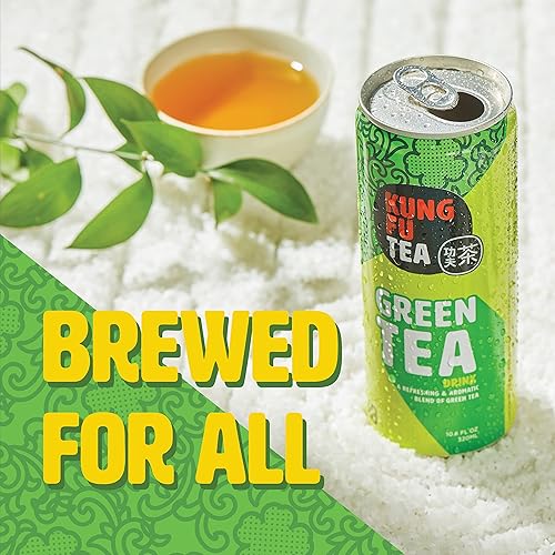 Miniatura 6 de Kung Fu Tea Té verde enlatado té verde ligeramente endulzado en una lata listo para beber té helado natural de primera calidad latas de 108 onzas