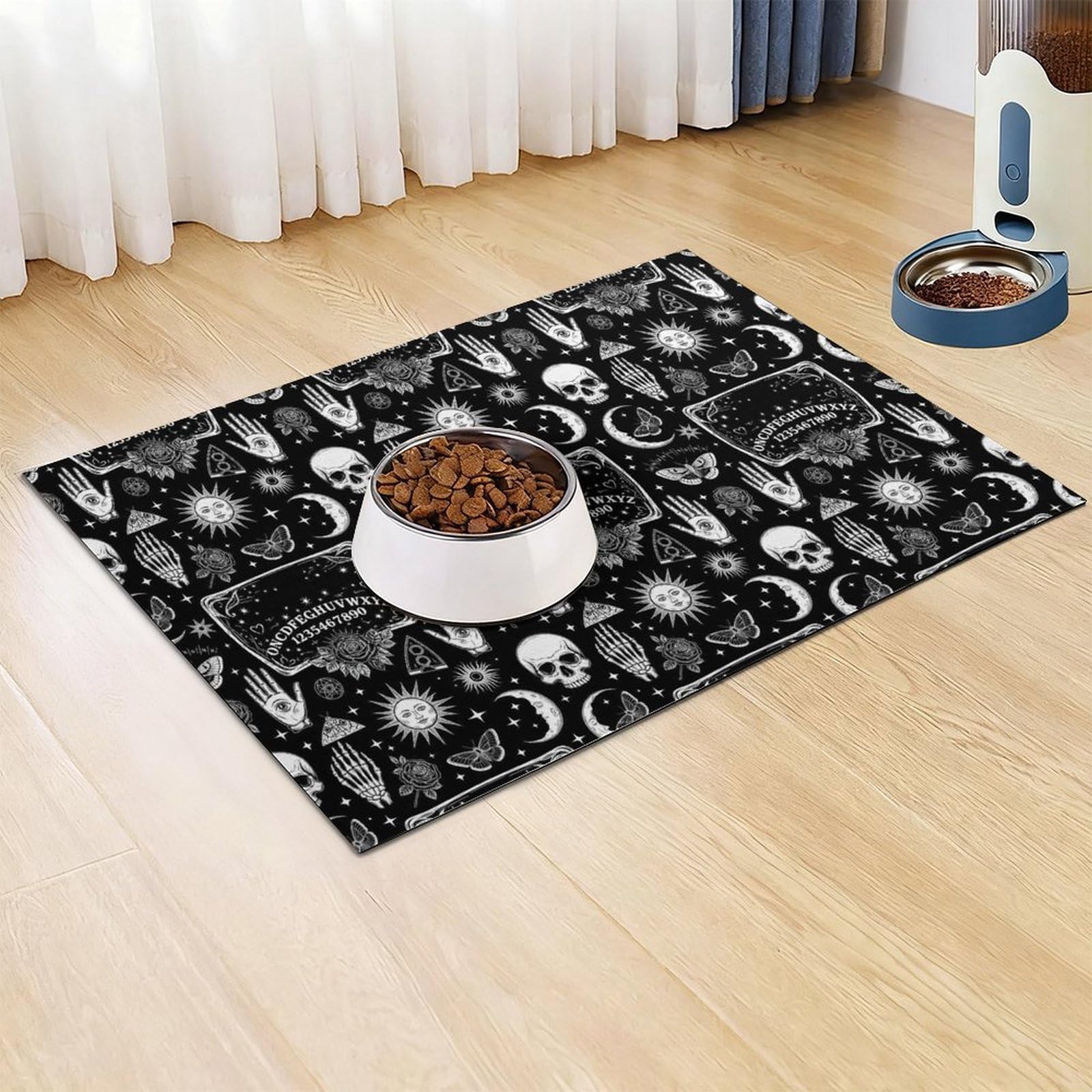 Katzenfuttermatten für den Boden (Ouijas Black Boards Sonne Mond Schädel