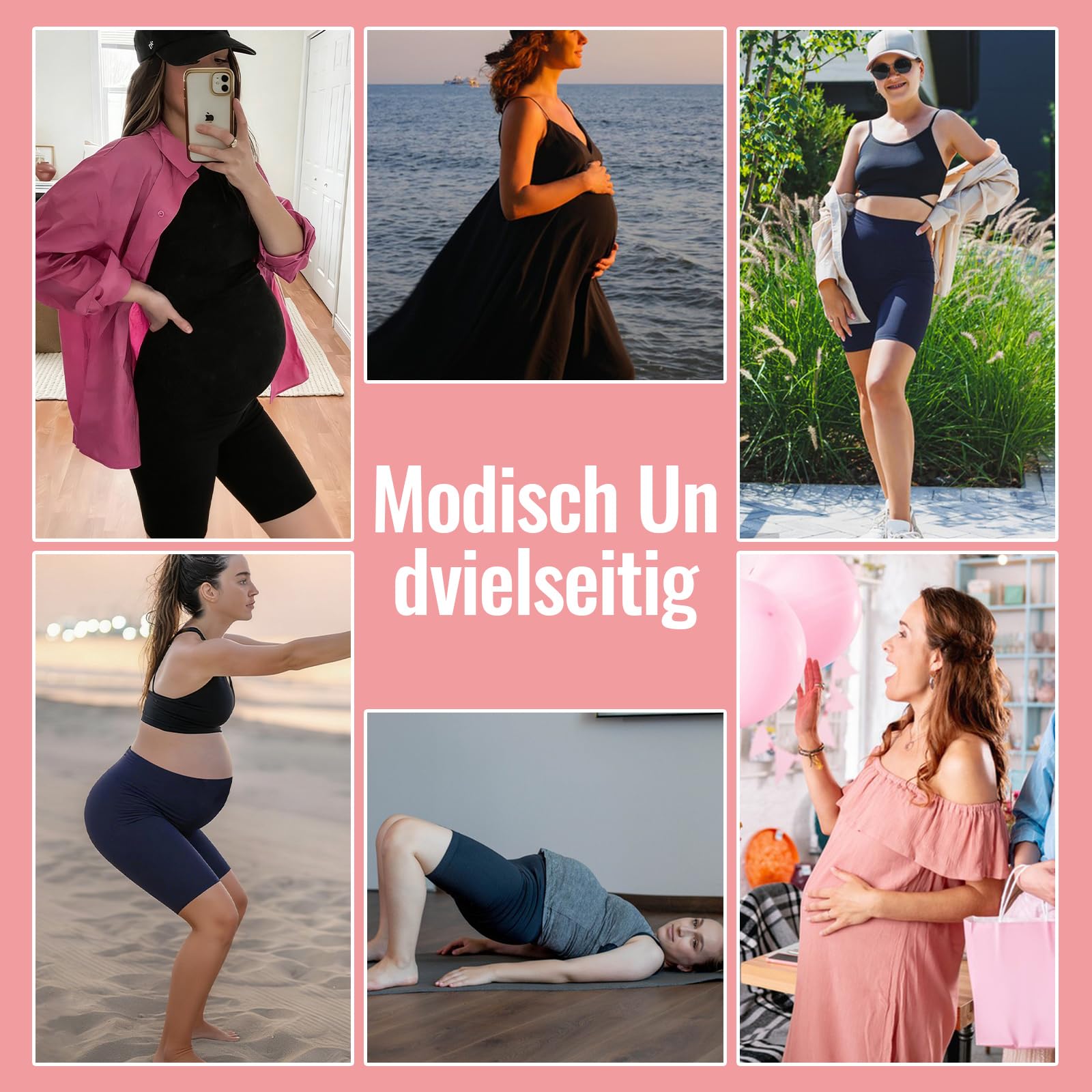 AMIYOYO Legginsy ciążowe, krótkie, moda ciążowa, spodnie ciążowe, letnie dla kobiet w ciąży, z wysokim stanem, nieprzejrzyste, elastyczne, damskie legginsy ciążowe