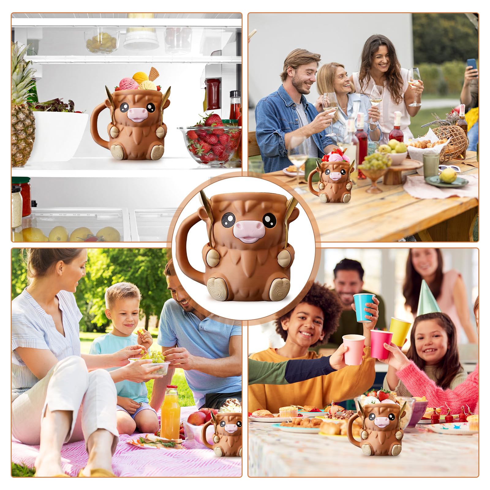 Foonary Highland Cow - Supporto per bicchiere da gelato in PLA, moderno e minimalista, ideale come regalo personale per amici e colleghi