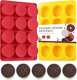 2PCS Silicone Oreo Cookie Chocolate Molds, Vituer 12-Cavity Round Silicone Baking Mold for Oreo, Candy, Chocolate, Cookie,...