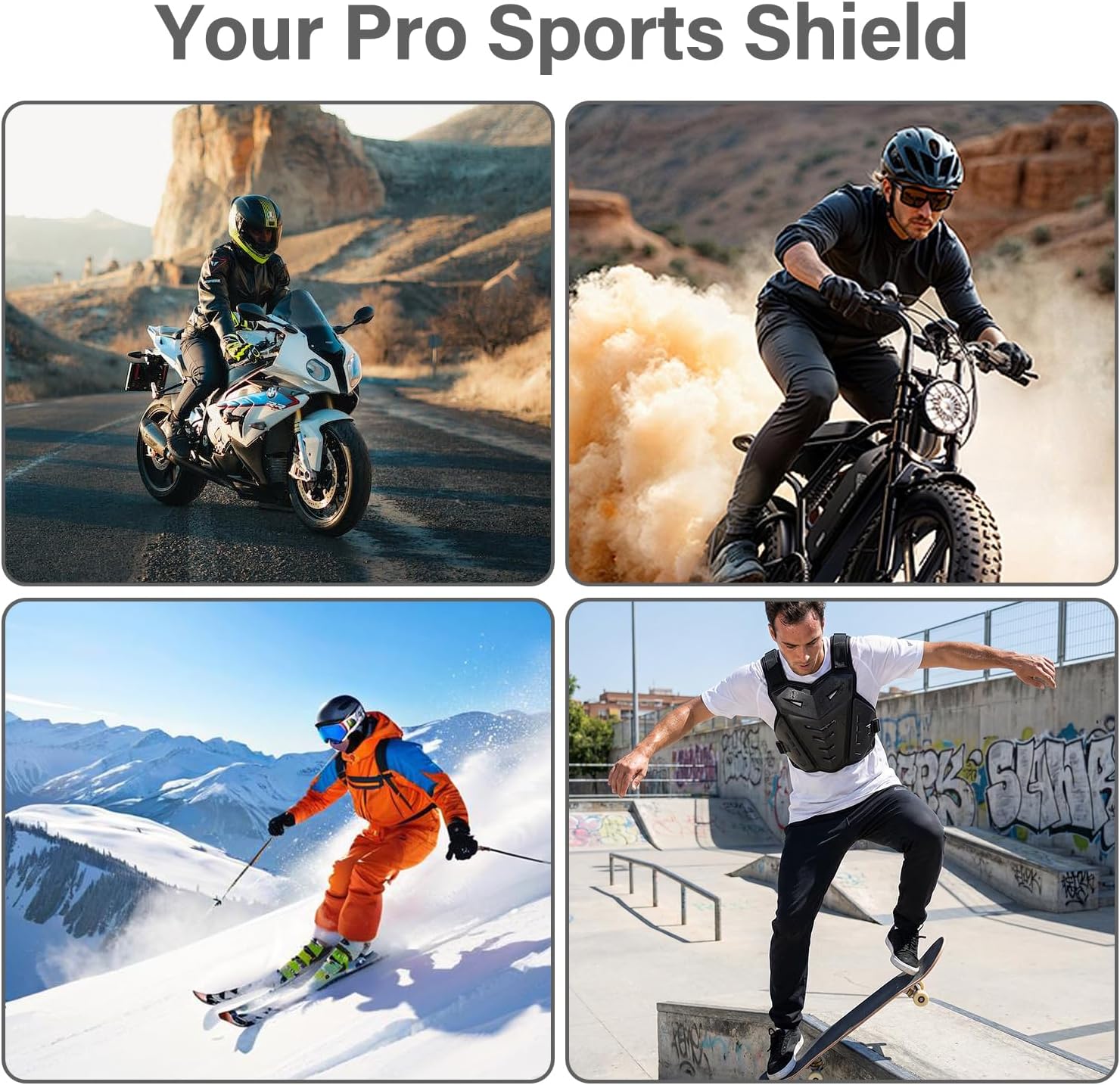Lightweight Chest Armor Motorcycle Armor Body Guard Vest，Adjustable Mens Back Protection for Durable Impact Protection in Motocross，Road Motorcycling，Skating and Other Sports