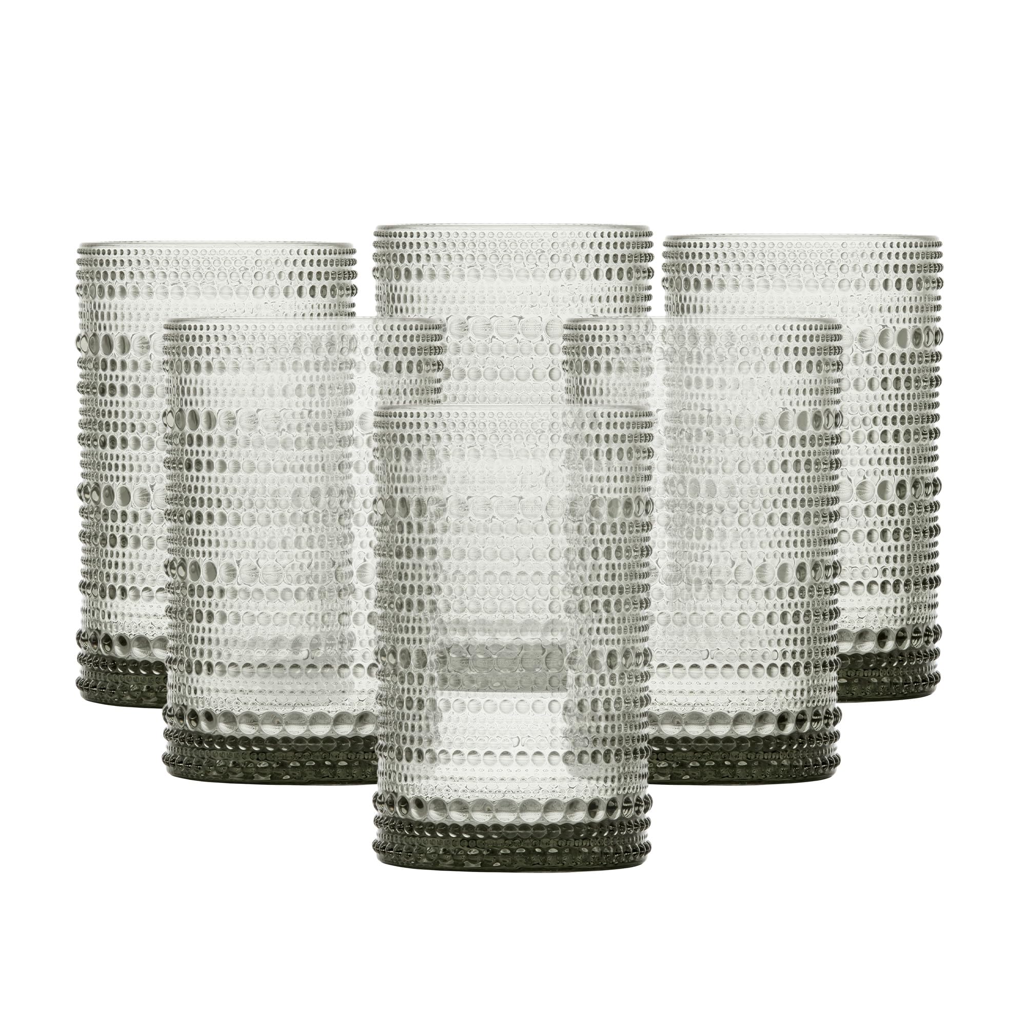 Jupiter Beaded Hobnail Glass, 13 Ounce Iced Beverage (Set of 6), Smoke Gray