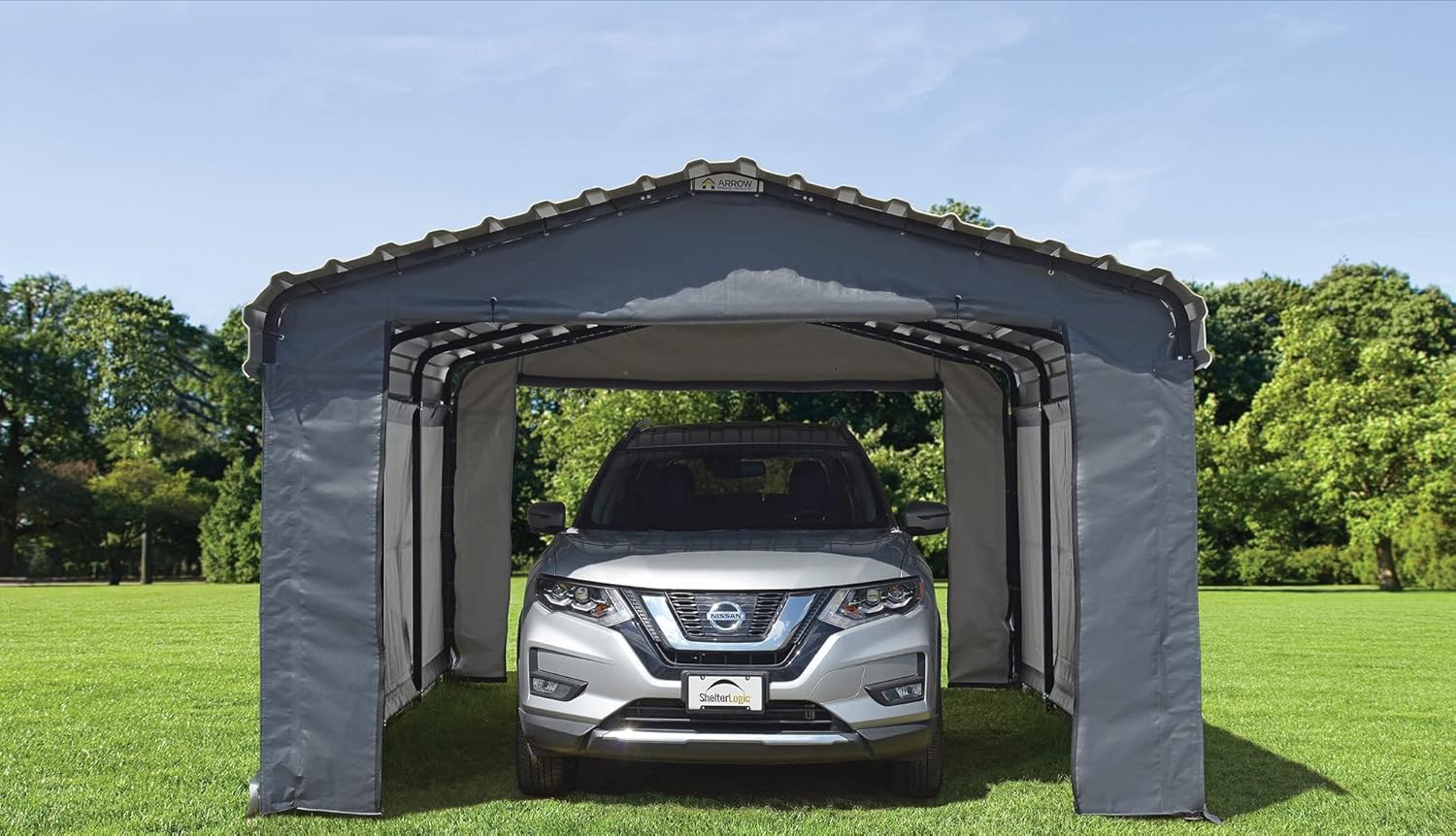 Arrow Sheds Amazon Exclusive 12 x 20 x 7 29-Gauge Carport with Galvanized Steel Roof Panels and Enclosure Kit, Charcoal Arrow Sheds Amazon Exclusive 12 x 20 x 7 29-Gauge Carport with Galvanized Steel Roof Panels and Enclosure Kit, Charcoal