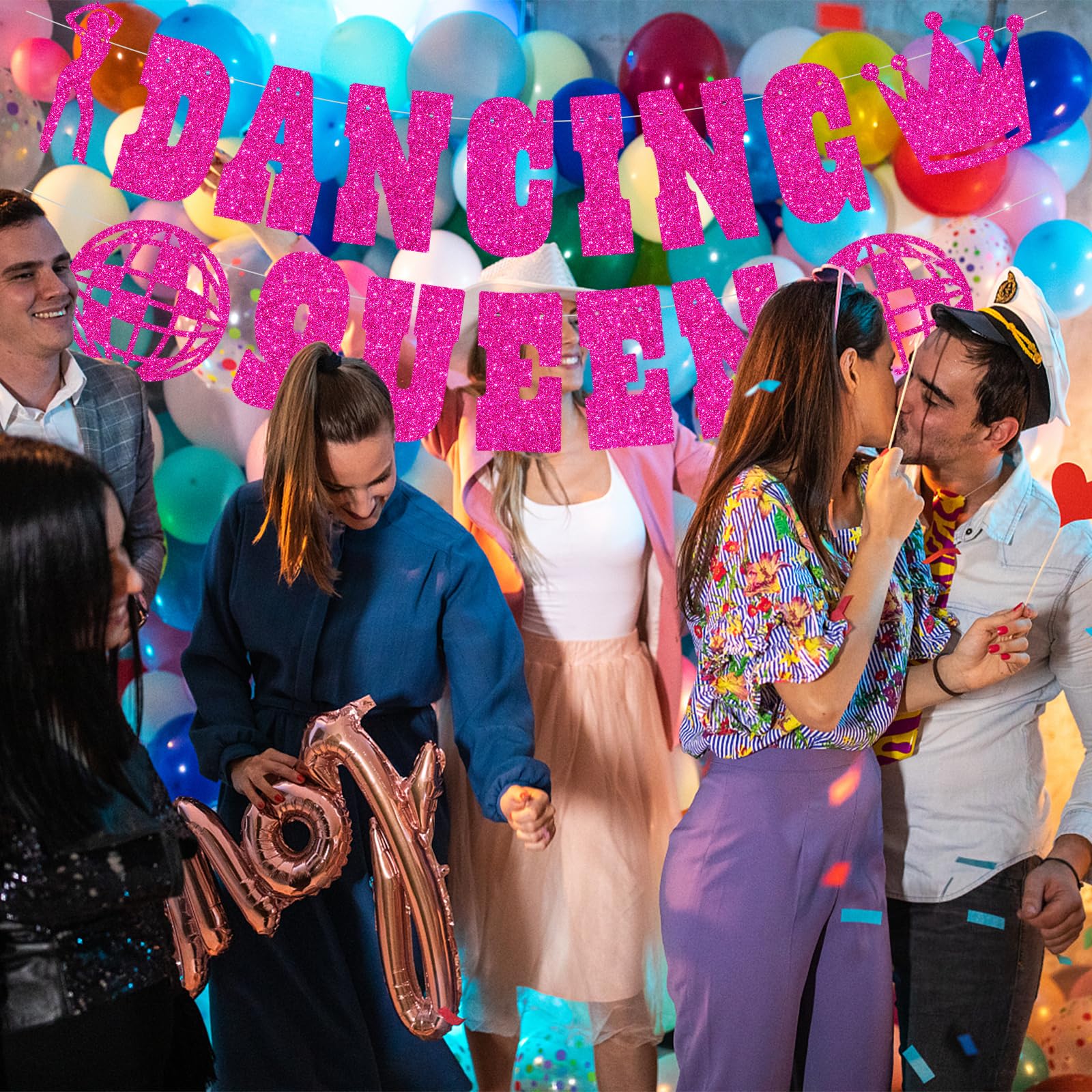 JeVenis Ballons de Fête Disco Mamma Mia - Décoration Abba Reine Dansante pour Enterrement de Vie de Jeune Fille des Années 70