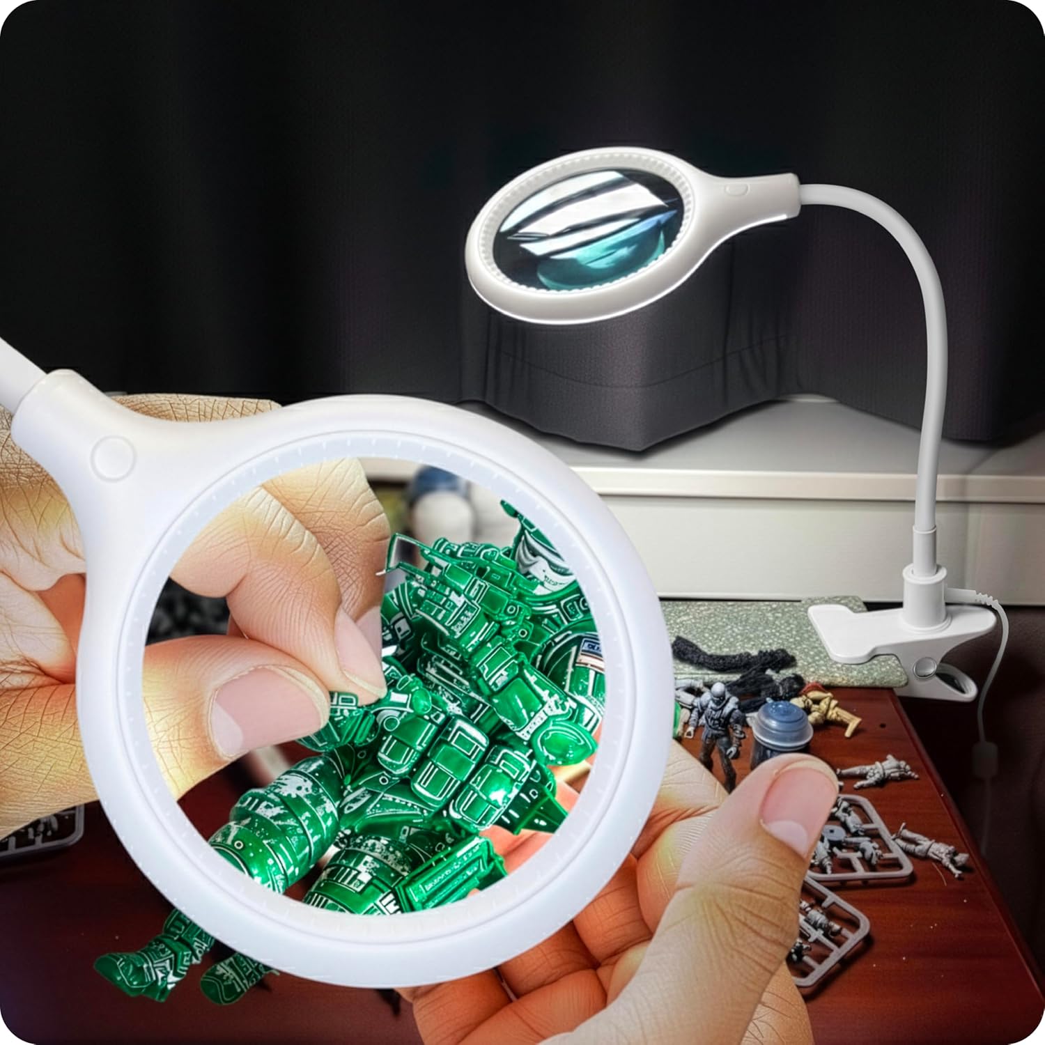 Brightech LightView Flex Magnifying Desk Lamp with Clamp, 1.75X Light Magnifier, Adjustable Magnifying Glass with Light for Crafts, Reading, Close Work